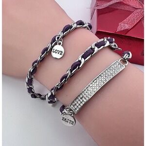 Premier Designs Purple Convertible Necklace Wrap Bracelet Faith Hope Joy